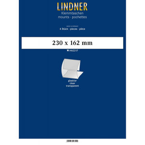 Bandes Klemmfix double soudure 230 x 162 mm pour blocs de timbres. Fond - Transparent