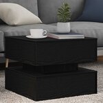 vidaXL Table basse avec lumières LED chêne noir 50x50x40 cm