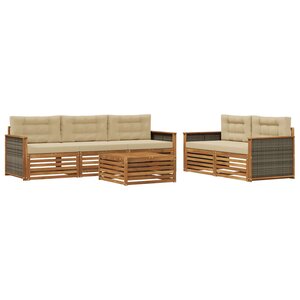 vidaXL Ensemble de canapés d'extérieur 6 Pièces Naturel et Beige