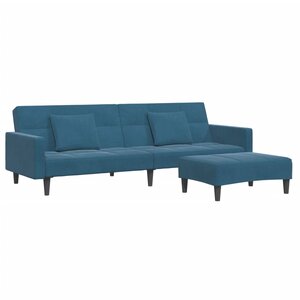 vidaXL Canapé-lit à 2 places avec repose-pied bleu velours