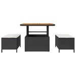vidaXL Ensemble de salle à manger pour jardin 3 Pièces Noir Poly rotin