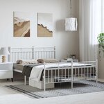 vidaXL Cadre de lit métal sans matelas et pied de lit blanc 150x200 cm