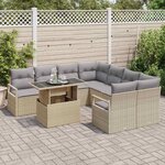 vidaXL Ensemble de canapé de jardin 9 Pièces Beige Poly rotin