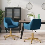 Vidaxl chaises pivotantes de salle à manger 2 pièces bleu velours