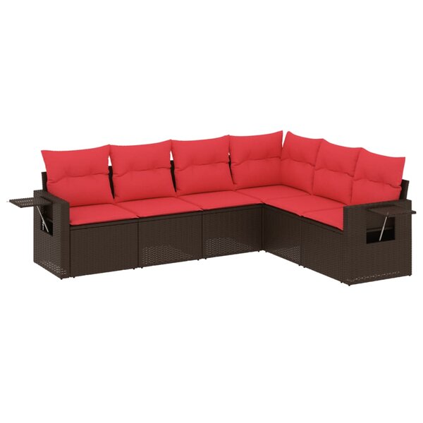 vidaXL Salon de jardin 6 Pièces avec coussins marron résine tressée