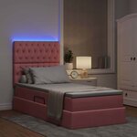 vidaXL Lit de rangement LED avec matelas Rose 90 x 200 cm Velours
