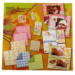 Kit papier scrap bebe 30x30cm - erica