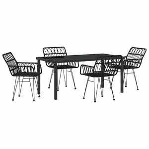 vidaXL Ensemble de salle à manger pour jardin 5 Pièces Noir Poly rotin