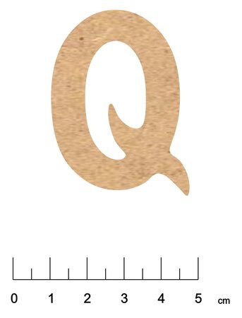 Alphabet en bois MDF adhésif 5 cm Lettre Q