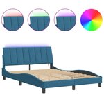 vidaXL Cadre de lit avec LED sans matelas Hanko bleu 140x200 cm velours