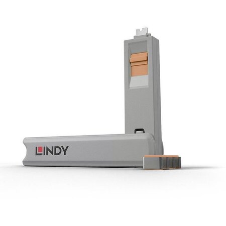 Lindy 40428 bloqueur de port clé de bloqueur de port usb type-c gris  orange 4 pièce(s)