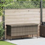 vidaXL Boîte de rangement de jardin et roues gris résine tressée