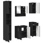 vidaXL Ensemble de mobilier de salle de bain avec tiroir 5 Pièces Noir