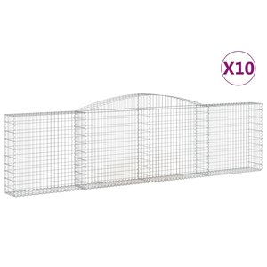 vidaXL Paniers à gabions arqués 10 Pièces 400x30x100/120 cm Fer galvanisé
