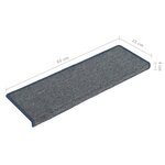 vidaXL Tapis d'escalier 15 pièces 65 x 21 x 4 cm Gris clair et bleu Bord rectangulaire