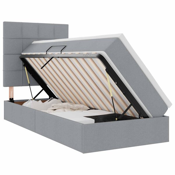 vidaXL Lit de rangement LED avec matelas Gris clair 90 x 200 cm Tissu