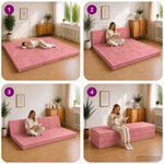 vidaXL Canapé-lit pliable 180 x 67 x 45 cm Rose