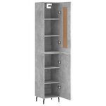 vidaXL Buffet haut Gris béton 34 5x34x180 cm Bois d'ingénierie