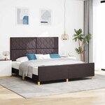 vidaXL Cadre de lit avec tête de lit Marron foncé 180 x 200 cm tissu