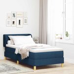 vidaXL Lit à ressorts avec matelas Bleu 90 x 190 cm tissu
