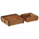 vidaXL Plateau 2 Pièces Marron 29 x 31 x 10 cm Bois Recyclé Solide