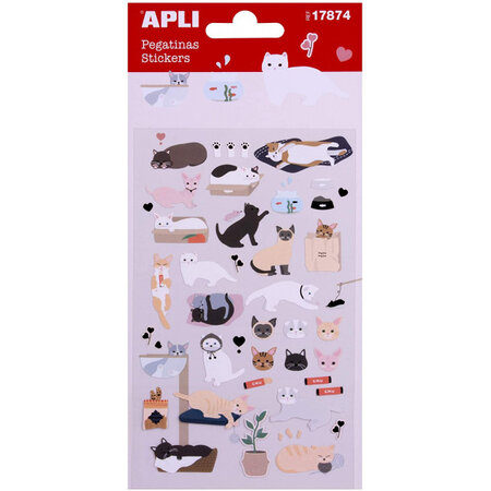 Stickers autocollants animaux chats 50 pièces apli kids