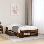 vidaXL Cadre de lit sans matelas chêne fumé 90x190cm bois d'ingénierie