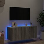 vidaXL Meuble TV mural avec lumières LED sonoma gris 100x35x41 cm