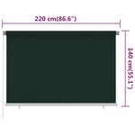 vidaXL Store roulant d'extérieur 220x140 cm Vert foncé PEHD