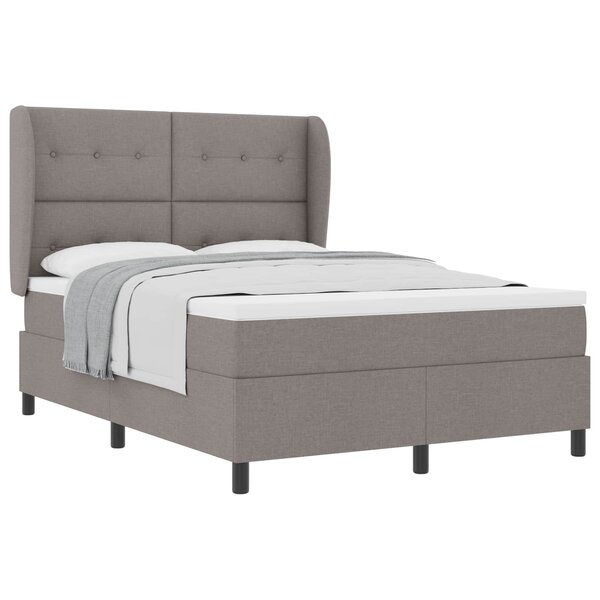 vidaXL Lit à ressorts avec matelas Taupe 140 x 200 cm tissu