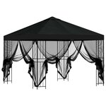 vidaXL Abri de jardin avec parois 3 x 3 m Noir Polyester et Acier