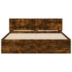 vidaXL Cadre de lit avec tête de lit et LED chêne fumé 160x200 cm