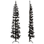 vidaXL Demi sapin de Noël artificiel mince avec support Noir 240 cm