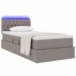 vidaXL Lit de rangement LED avec matelas Taupe 100 x 200 cm Tissu