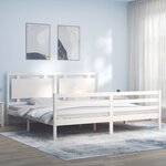 vidaXL Cadre de lit avec tête de lit blanc Super King Size bois massif