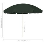 vidaXL Parasol de plage vert 300 cm