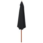 vidaXL Parasol d'extérieur avec mât en bois 350 cm Noir