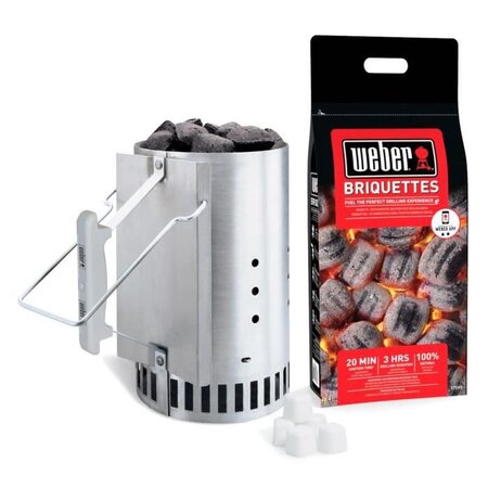 WEBER Kit cheminée d'allumage Rapidfire - Avec 2 kg de briquettes + 6 cubes allume-feux