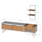 Homemania Meuble TV Pers 130x30x38 6 cm Blanc et noyer