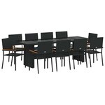 vidaXL Ensemble de salle à manger pour jardin 11 Pièces Noir Poly rotin