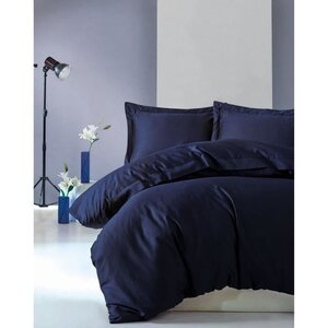 Parure de lit - housse de couette 220 x 240 + 2 taies d'oreiller 60 x 60 - Satiné coton - Bleu