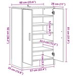 vidaXL Armoire à chaussures Gris béton 60x35x92 cm Bois d’ingénierie