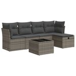 vidaXL Salon de jardin 6 Pièces avec coussins gris résine tressée