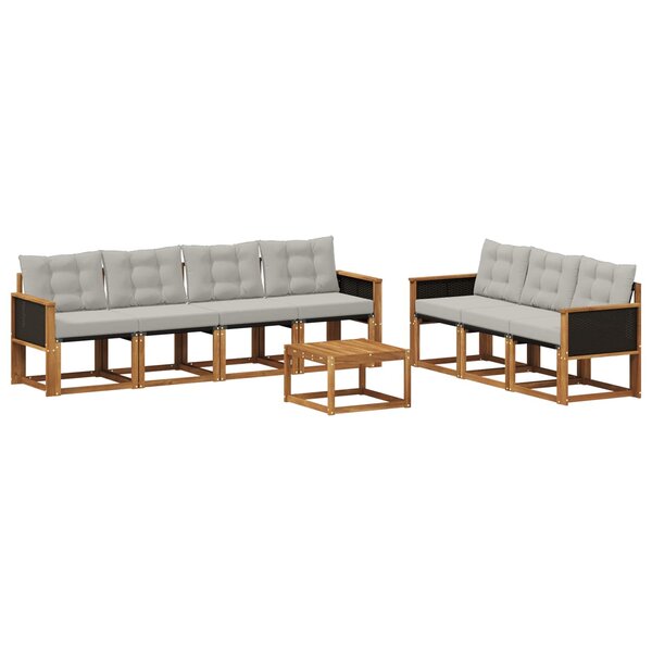 vidaXL Ensemble de canapés d'extérieur 8 pc Naturel et gris clair