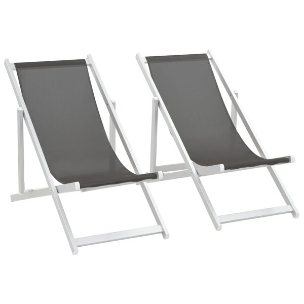 vidaXL Chaises de plage pliables lot de 2 Aluminium et textilène Gris
