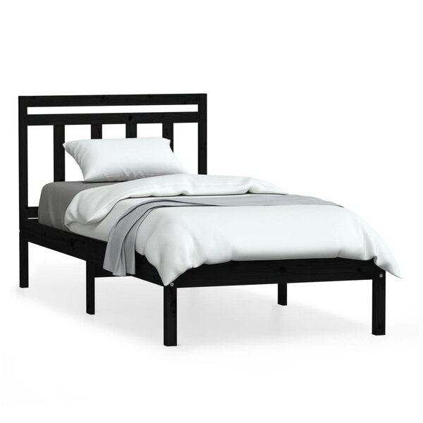 vidaXL Cadre de lit Noir Bois de pin massif 100x200 cm