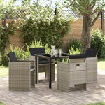 vidaXL Ensemble de dining de jardin 5 pièces avec coussins en rattan poly gris clair