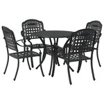 vidaXL Ensemble de salle à manger pour jardin 5 Pièces Noir Aluminium