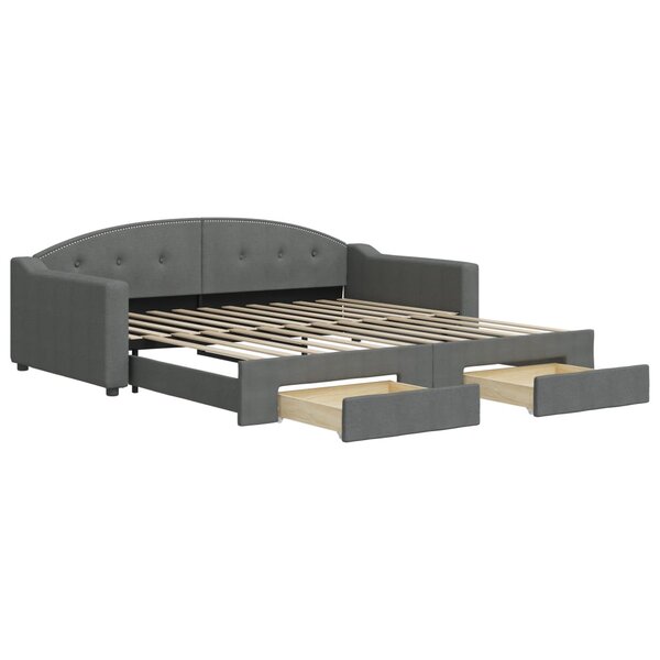 vidaXL Lit de jour avec gigogne et tiroirs sans matelas 100x200 cm
