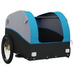 vidaXL Remorque de vélo noir et bleu 30 kg fer